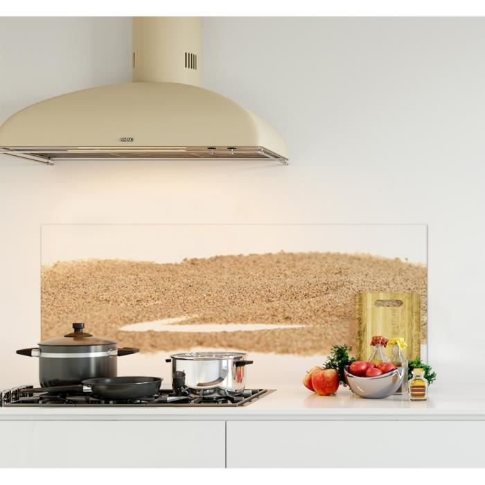 Credence De Cuisine Adhesive En Verre De Synthese Sable L 120 X