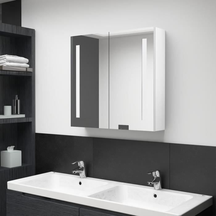 Armoire WC Contemporain Deko® - Blanc brillant - A suspendre - 62x14x60 cm
