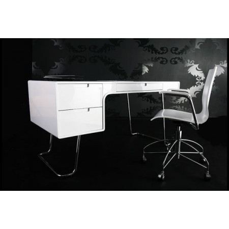 Bureau Design Bonassoli Laque Blanc Achat Vente Bureau Bureau Design Bonassoli Cdiscount