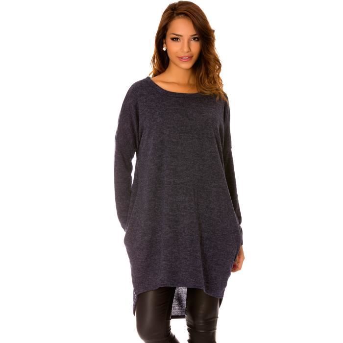 Pull long bleu marine femme Clearance