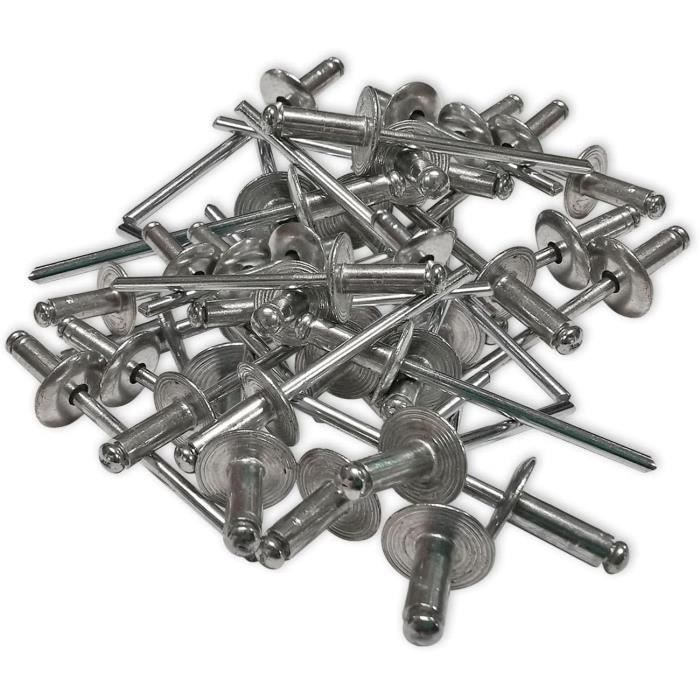 500 RIVETS ALU TETE 12 mm EXTRA LARGE DE 4 X 10 TIGE ACIER[401 ...