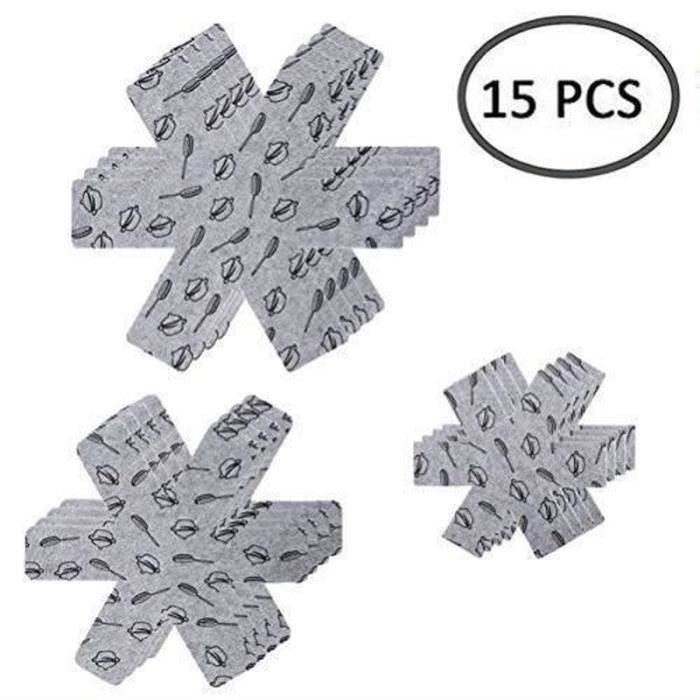 8 Protège-Poêles CPJJ 26cm Gris - Feutre Anti-Rayures Pour Emboîtement Casseroles