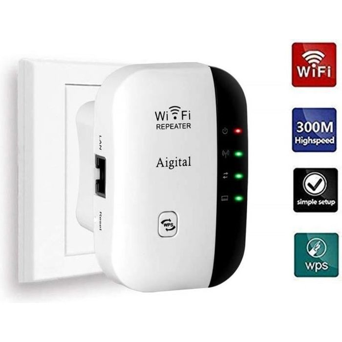 Répéteur WiFi 2,4 GHz 300 Mbps - Booste Ton Signal Internet - Mode Répéteur Et AP - Compatible Avec Toutes Les Box