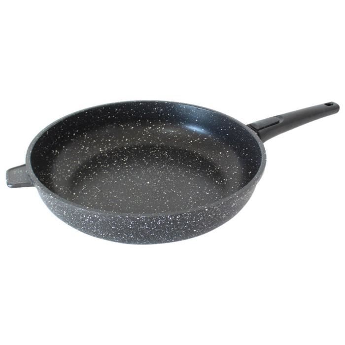 YASHE Poêle Haute 24cm Avec Couvercle – Poêle Antiadhésive En Granit, Compatible Induction, Poignée Ergonomique Résistante à La Chaleur, Polyvalente Et Facile à Ranger