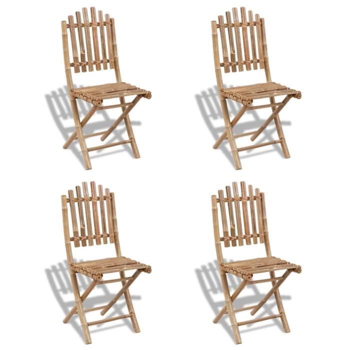 Chaises pliables d'extérieur en bambou - Bonne qualité® - Lot de 4 - Résistantes aux intempéries et à l'eau