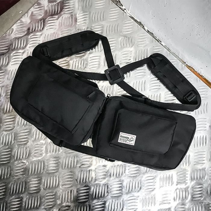 CLAPE Tactical Chest Rig Bag Multifonction - Sac De Poitrine Tactique Réglable - Noir - Idéal Airsoft & Outdoor