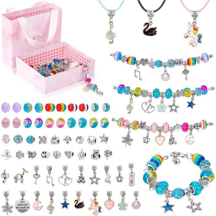 Cadeau Fille 6 7 8 9 10 11 12 Ans,Bracelet Fille,Breloques Creation Bijoux, Idee Cadeau Ado