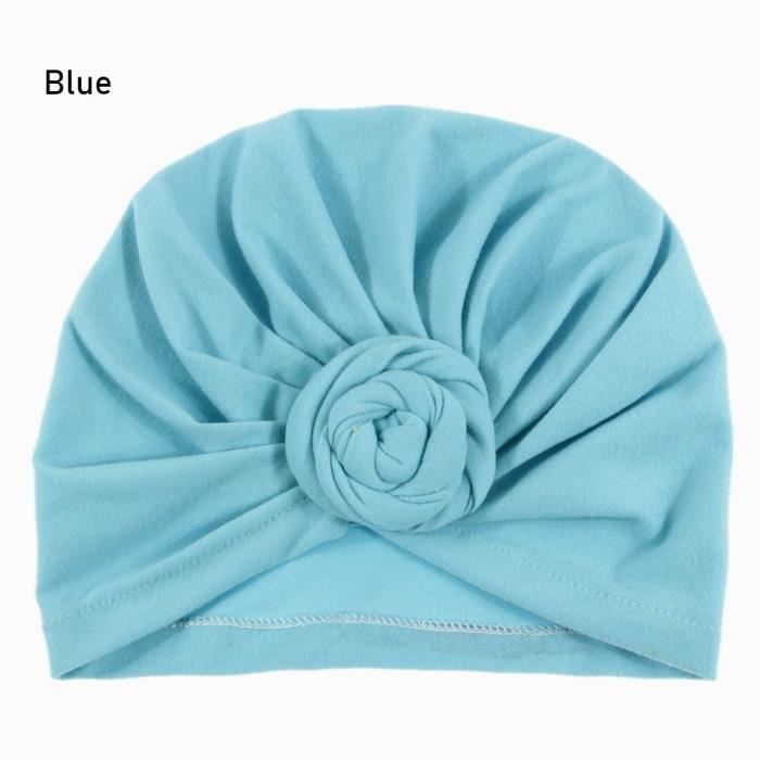 couleur bleue chapeau de chimiothérapie pour femmes, turban pré-attaché, couvre-chef en coton modèle africain