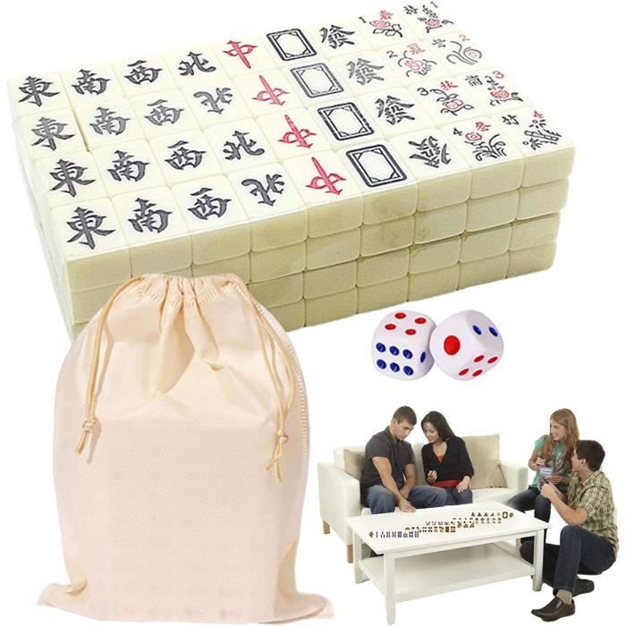 Esquirla Ensemble de Mah-Jong Chinois de Voyage avec Étui, Mini Mah-Jong pour le Plaisir en Famille Format Compact Esquirla Ensemble de Mah-Jong Chinois de Voyage avec Étui, Mini Mah-Jong pour le Plaisir en Famille Format Compact