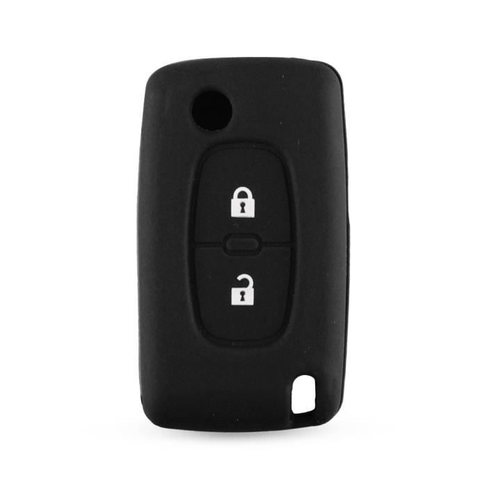 Étui housse de protection pour télécommande clé plip Peugeot 107, 207, 308,  3008, 5008 2 boutons