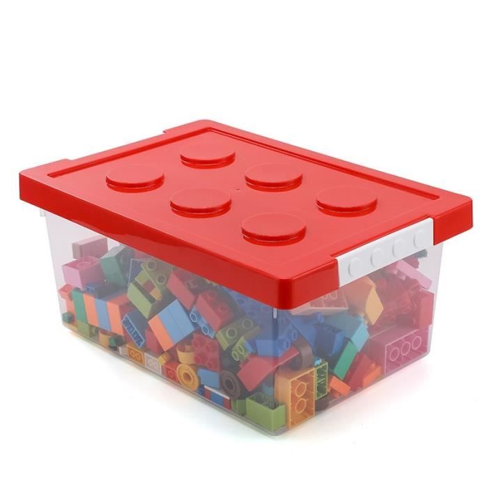 Boîte de rangement LEGO avec couvercle pour enfants, jouets, blocs