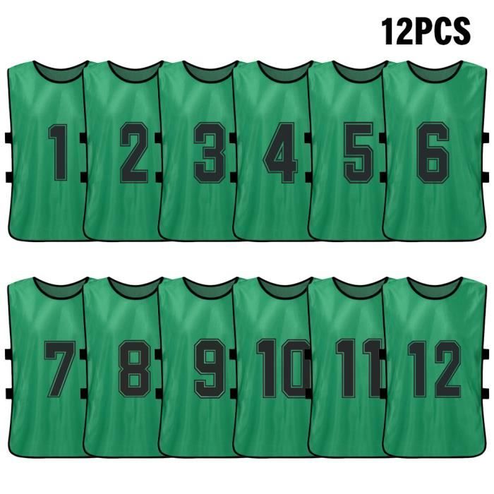 Lot De 12 Gilets D'entraînement Réversibles Football – Numérotés 1-12, Pour Enfants Et Adultes, Couleurs Vives, élastiques