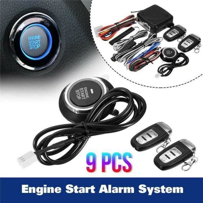 Alarme Voiture Avec Bouton Poussoir Démarrage - Système Vibration Et Verrouillage Centralisé Automatique - Sécurité 12V Fiable - 1