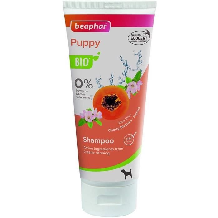 Meilleurs prix pour Shampooing Bio pour chiots - Beaphar - 200ml - Fleur de cerisier et papaye bio - PH neutre
