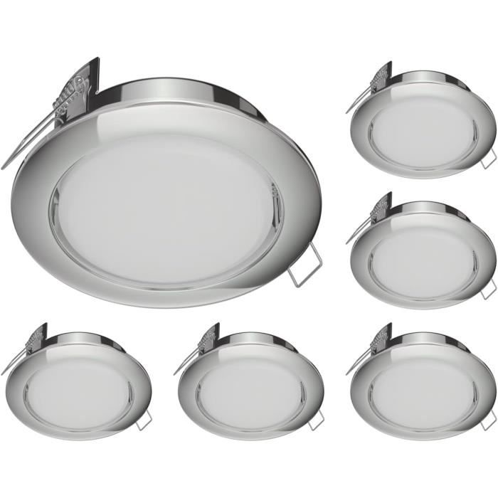 6X Led Spot Encastré Zobe Ii Plat Gx53 Chromé Rond 10,301W 1212Lm Blanc ...