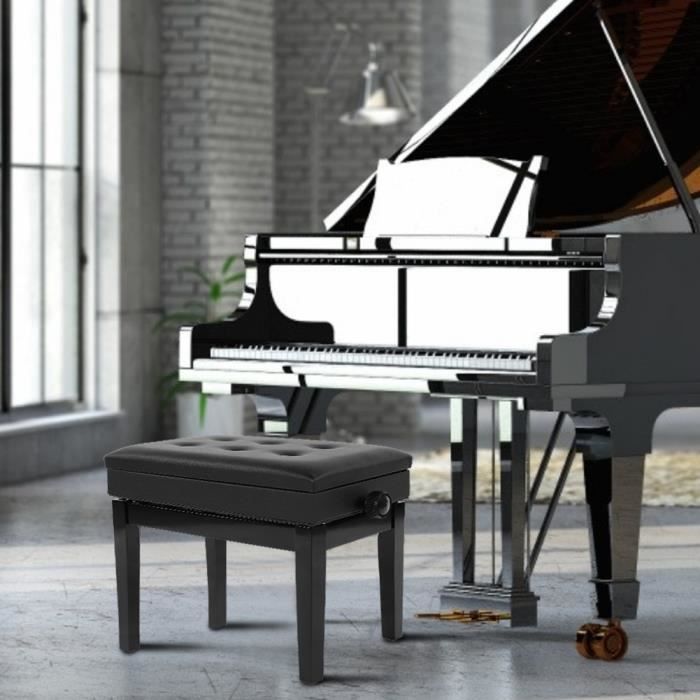 Banc de piano réglable en hauteur Banc siège rembourré en PU, rangement  tabouret de chaise simple (noir) - Cdiscount Maison