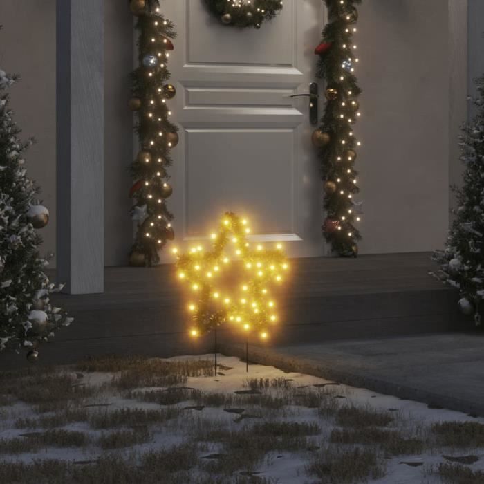 XIJ Décoration lumineuse étoile de Noël piquets 3 pcs 50 LED 29 cm