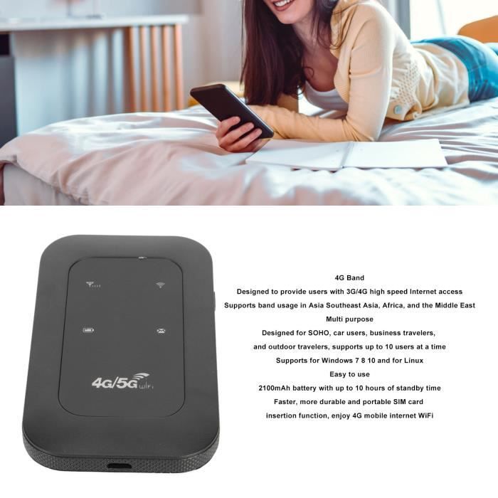 Hotspot Mobile 4G LTE Modem Hotspot WiFi 5G sbloccato, 300 Mbps, slot SIM integrato, batteria da