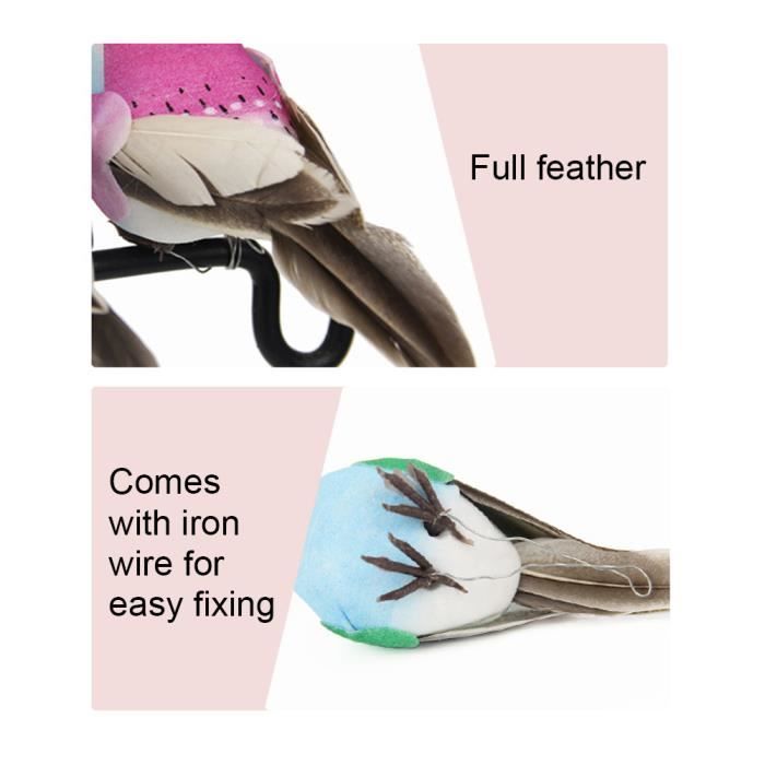 Oiseaux Décoratifs ToSSme En Plume Et Mousse - Lot De 6 Pour Sapin De Noël Ou Jardin