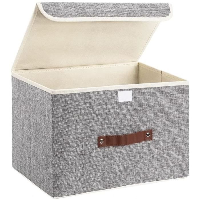 gobro boîte de rangement pliable en toile avec poignée solide pour maison, bureau, armoire, chambre à coucher, salon (gris clair)