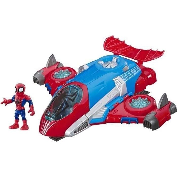 Figurine Spider Man 12 5 cm et Jet QG Marvel Super Hero Adventures