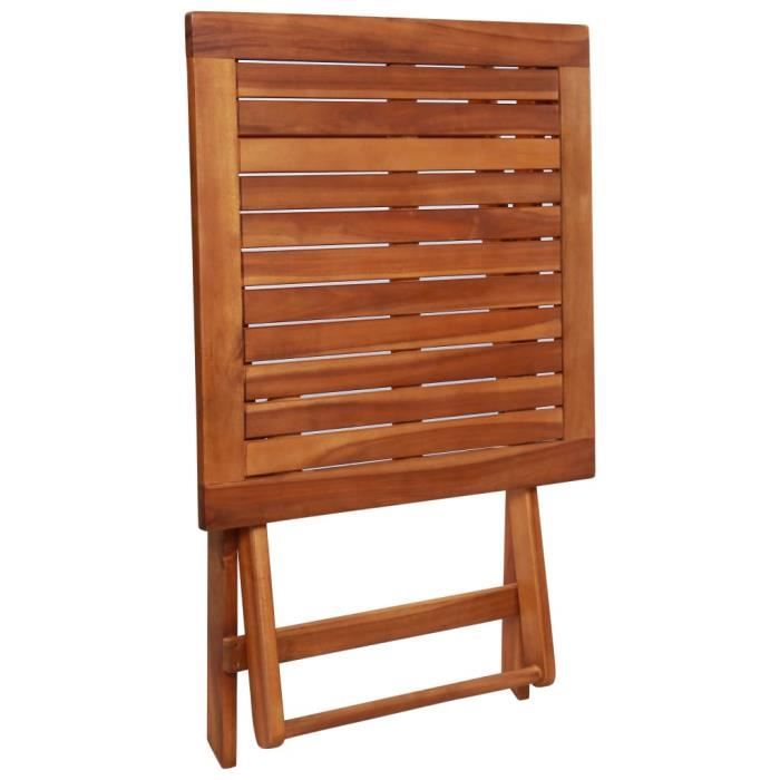 3 Pcs Set De Table Table Pliable 2 Chaises En Bois Pour Jardin
