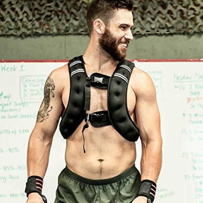 Gilet lesté réglable en tissu noir pour l'entrainement