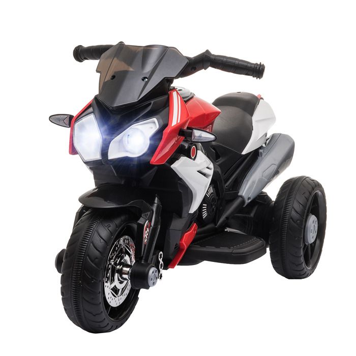 Moto électrique enfant 6 V 3 Km/h effet lumineux et sonore roulettes amovibles repose-pied