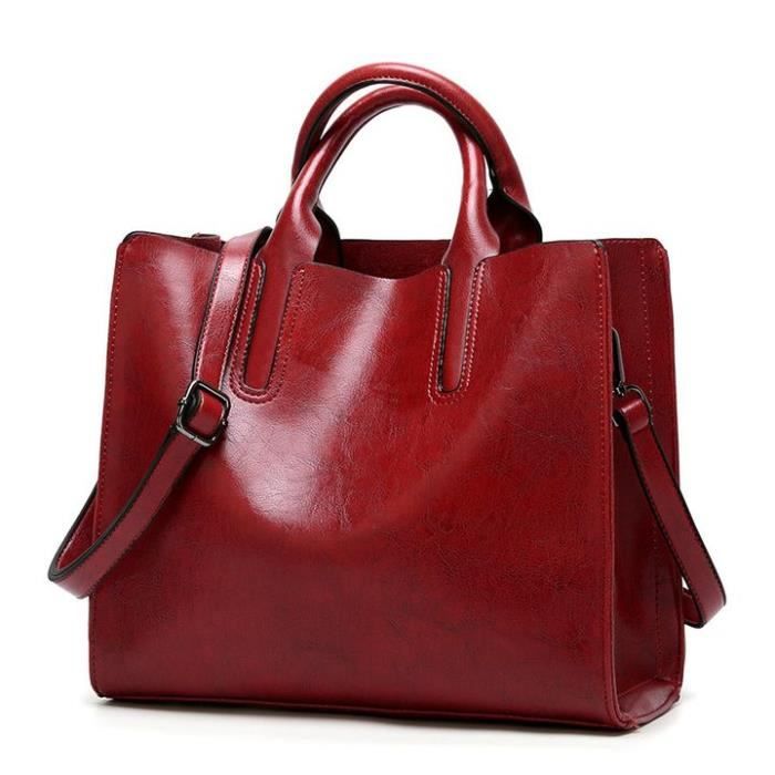 Sac A Main Femme Simili Cuir Multipoches Couleur Unie 30 27 13
