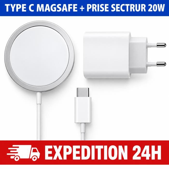 Chargeur Sans Fil MagSafe 15W Pour IPhone - Rapide - Compatible IPhone 15/14/13/12/11/X/SE/XR/AirPods