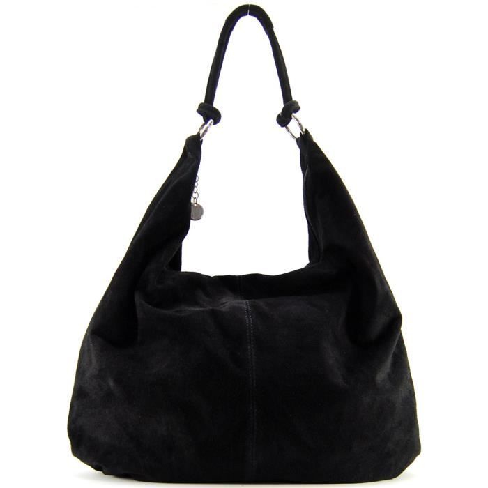 Sac ?� main en cuir italien - Mod?�le Love Noir - Cdiscount Bagagerie - Maroquinerie