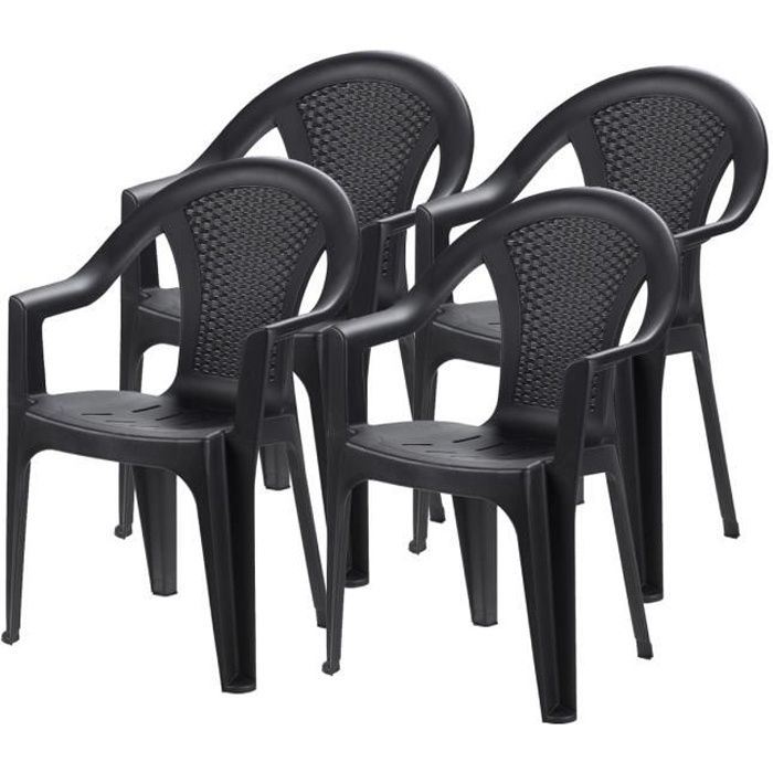 Lot de 4 chaise de jardin, chaise d'extérieur, résistant aux UV - Longueur 60 x Profondeur 55 x Hauteur 81 cm -JUANIO