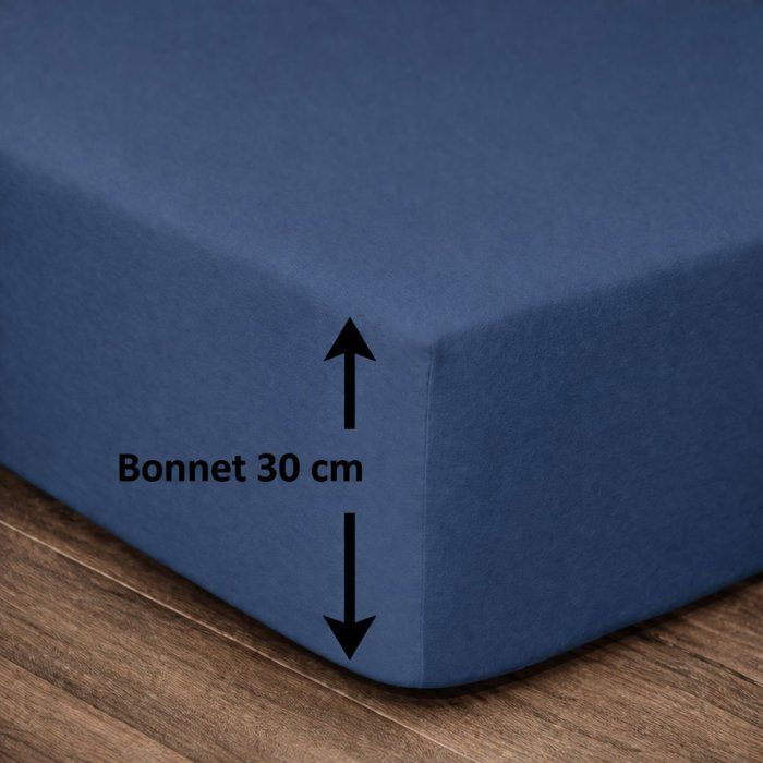 LOVELY HOME Drap housse - 90 x 190 + 30 cm - 100% coton - Bleu LOVELY HOME Drap housse - 90 x 190 + 30 cm - 100% coton - Bleu