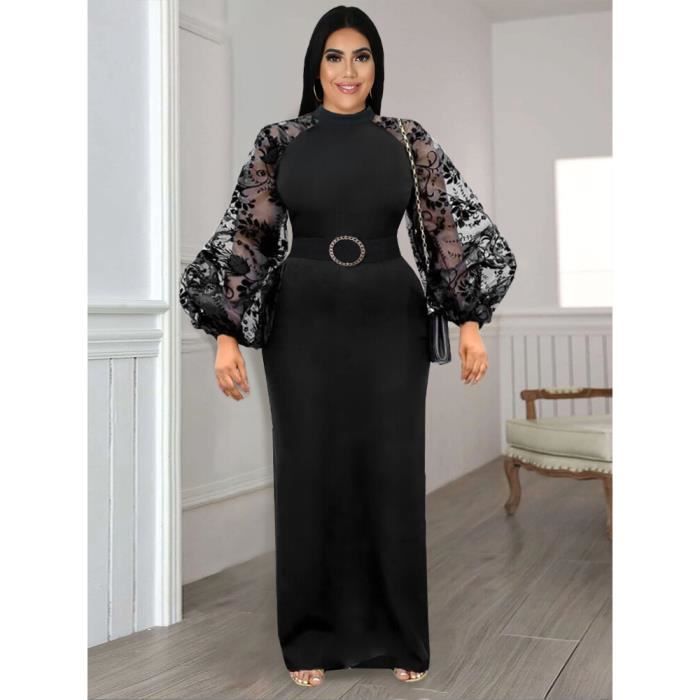 Robe longue noire grande taille 3XL 4XL manches longues transparentes taille haute moulante robes de soiree pour 1.5mmx12679m Blanc Cdiscount Pret a Porter