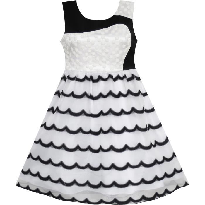 Sunny Fashion Robe Fille Sans Manches Dentelle Tulle Vague Modele Noir Blanc 4 10 Ans Noir Achat Vente Robe Cdiscount