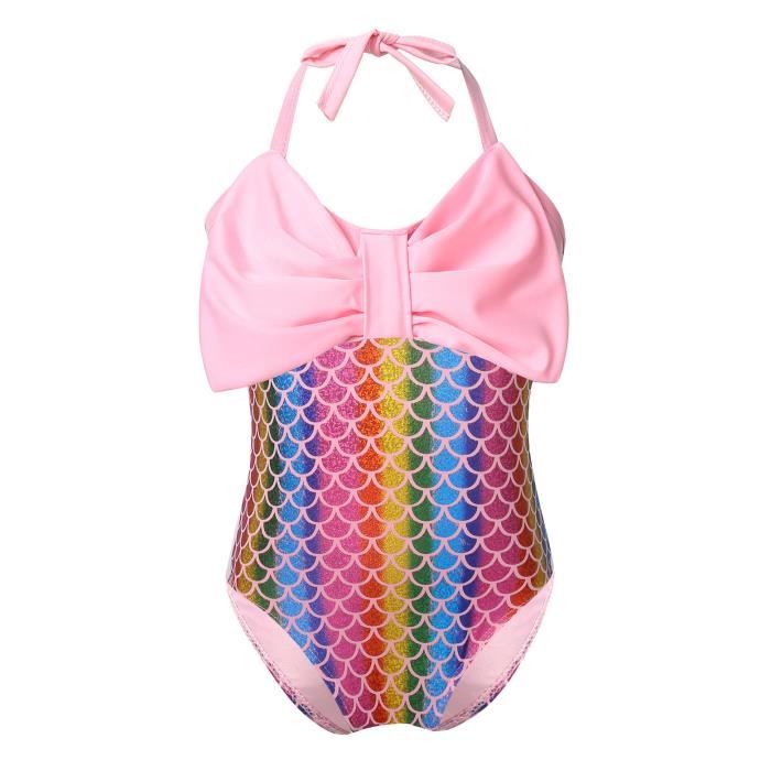 Maillot De Bain Sirene Fille Enfant Maillot Une Piece Anti Uv Haut De Bain Sans Manches Short Natation Bas De Plage 12 Mois 4 Ans Cdiscount Sport