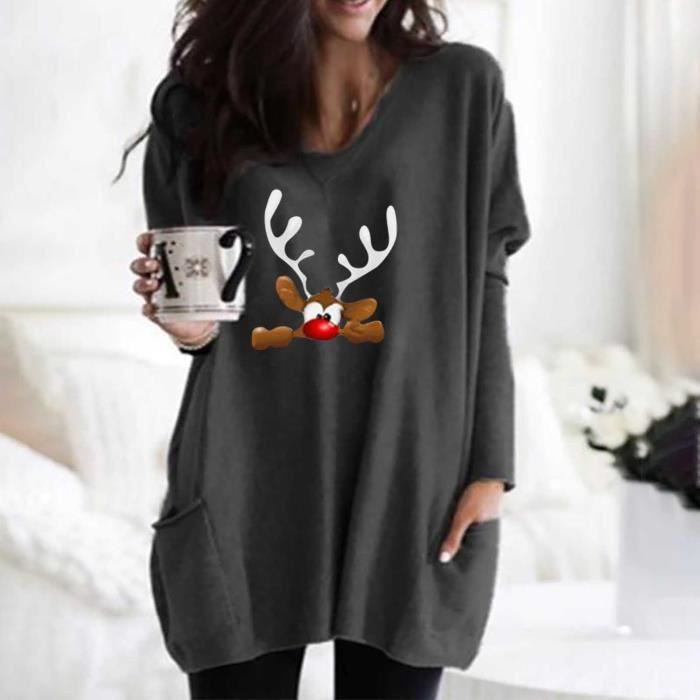 Cardigan De Noël Femme - Manches Longues, Avec Poches, Motifs Festifs, Pour Fêtes Et Hiver, Style Décontracté