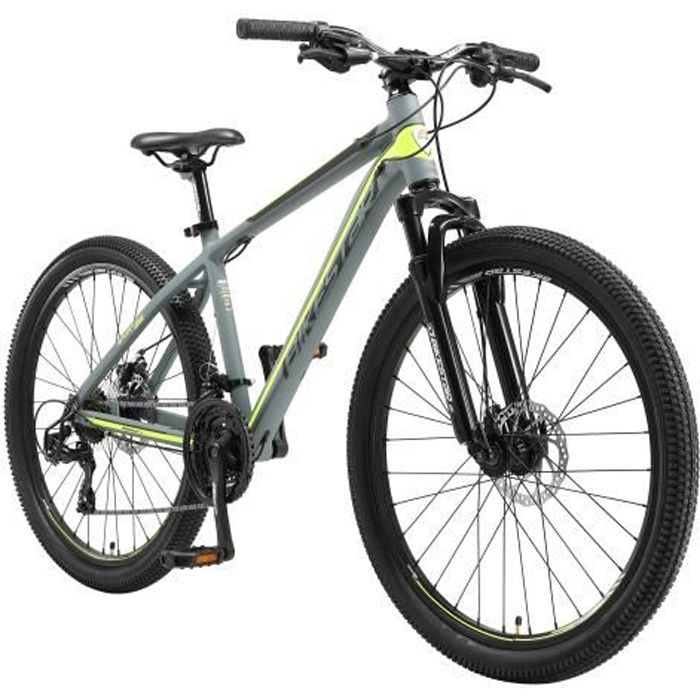 VTT adulte BIKESTAR 26 pouces 21 vitesses Shimano avec frein à disque Hardtail Gris Jaune