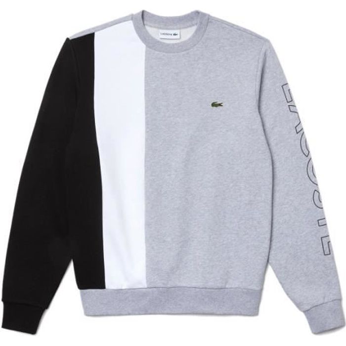 Sweat Lacoste Color block R f. SH0169 P0F. Couleur Gris Blanc