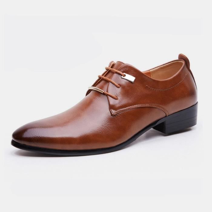 Chaussures R tro Britanniques Bout Pointu pour Homme Marron QB