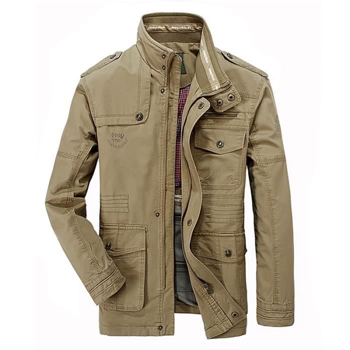 Veste Homme Mi long Regular Fit Col Officier Printemps et Automne