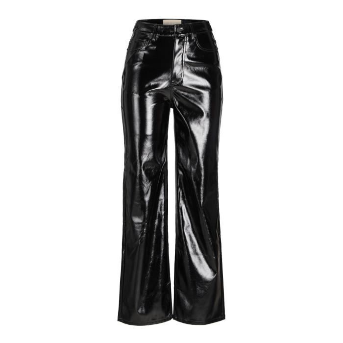 Pantalon femme en faux cuir Jack & Jones Kenya Hw Straight Noos - Noir - Taille XL - Taille haute - Coupe droite