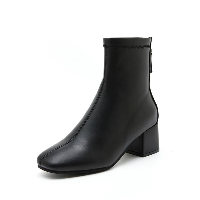 bottine a talon epais noir