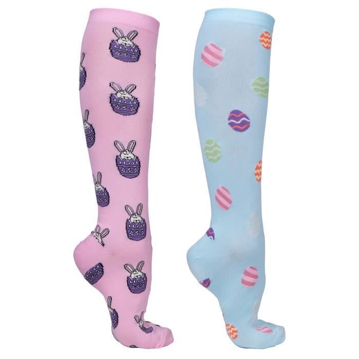 Chaussettes équitation QHP Easter - pink/blue - 39/42