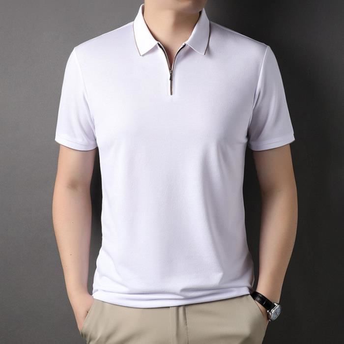 Polo en coton revers zipp Homme Haut d contract manches