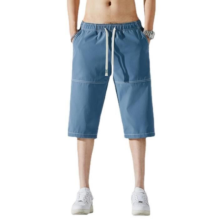 Dou-color Shorts d'été décontractés pour hommes à couleur unie avec cordon de serrage à la taille - Prix pas cher | CI