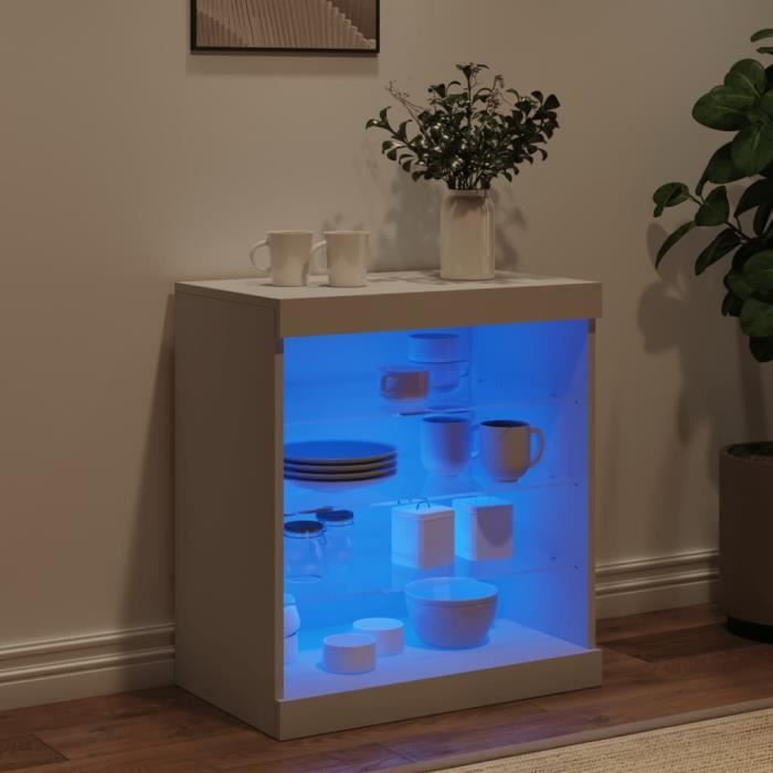Buffet - MXZZAND - DX2635 - Blanc - Bois dingénierie - Éclairage LED RGB