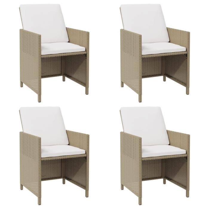 Fauteuil - UMR - Beige Chaises de jardin - avec coussins 4 pcs Résine tressée Beige -[W6Yq20]