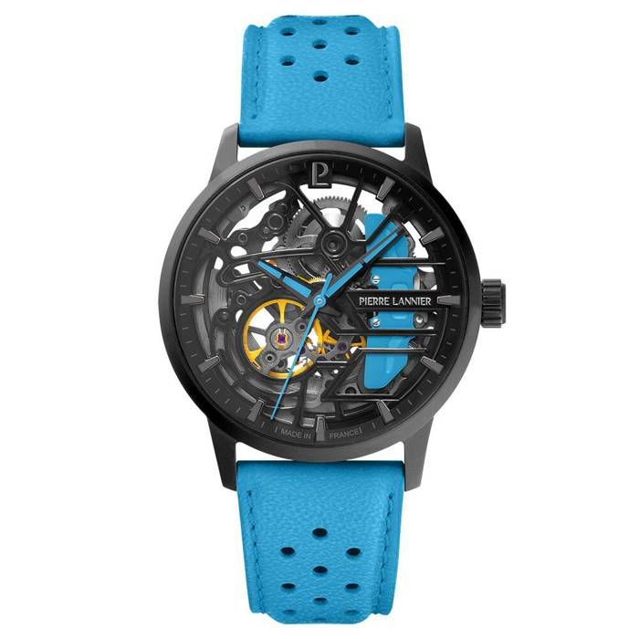 Automatique Femme PADDOCK Noir Cadran Noir Bracelet Cuir Bleu 20M Automatique Femme PADDOCK Noir Cadran Noir Bracelet Cuir Bleu 20M