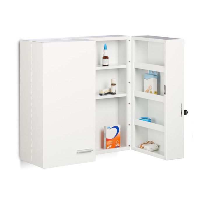 Armoire à pharmacie XXL en métal blanc RELAXDAYS 11 compartiments